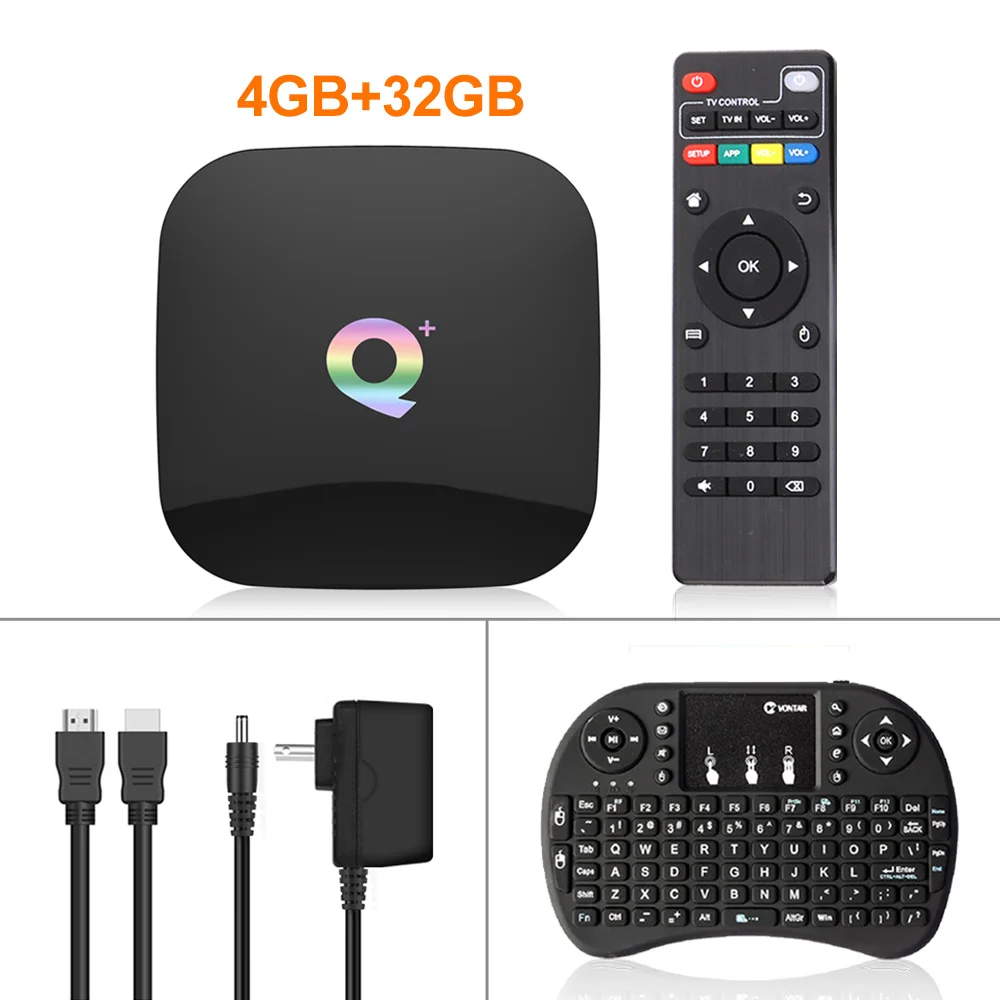 Q плюс 6 K Allwinner H6 Android 9,0 ТВ Box Smart 4 GB 64 GB 4 ядра H.265 USB3.0 2,4 ГГц Wi-Fi Netflix Youtube Декодер каналов кабельного телевидения Q - Цвет: 4G32G normal i8