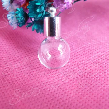 

20pcs -- 6mm opeing diam ball round shape clear glass wising bottle rice vial & rubber&cap( need glue)/#qx