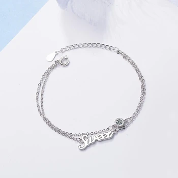 

Korean Wind Sweet Zircon Flash Drill Double Layer 925 Sterling Silver Temperament Female Trendy Resizable Bracelets SBR088