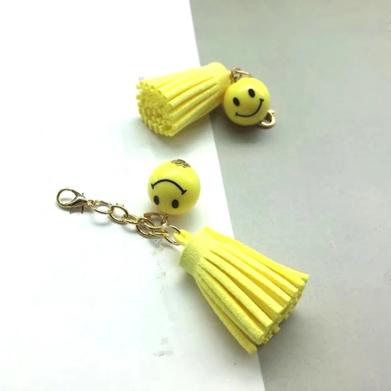 Yellow 5 шт. мини Улыбающееся уход за кожей лица Круглый Шарик Кисточкой Jewelry брелоки ремешки кулон ремесла ручной работы решений ленточки ткань Декор - Цвет: Yellow