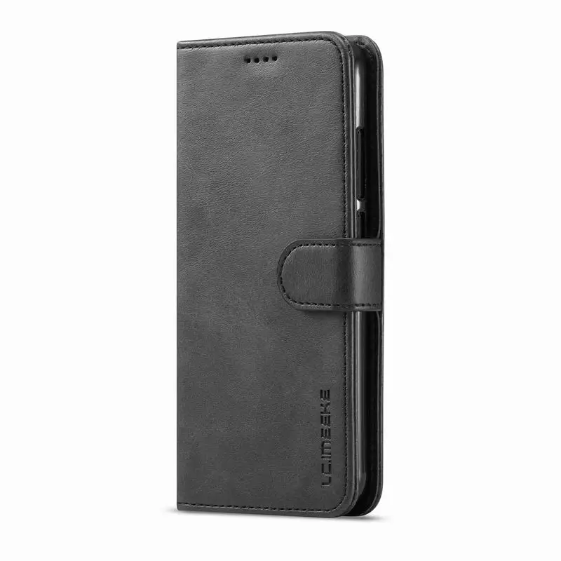 Чехлы для Xiaomi Redmi Note 7 Pro, роскошный чехол с магнитной застежкой, Простой деловой кошелек, кожаный чехол для телефона Redmi Note 7, чехол - Цвет: Black