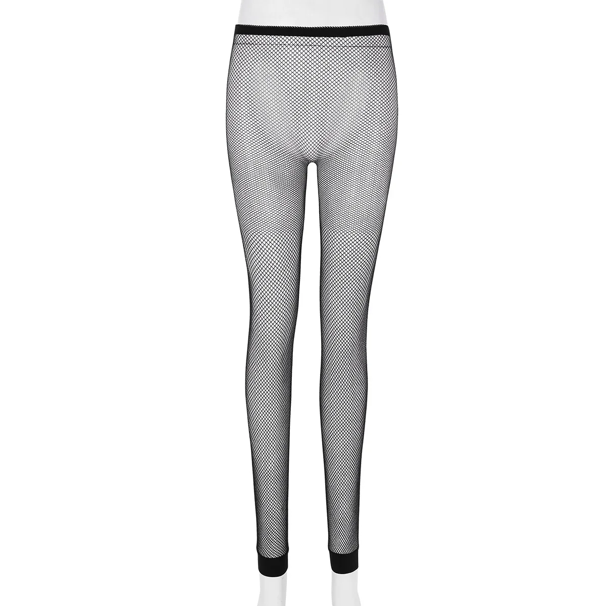 Женские модные брюки-сетки прозрачные с высокой талией длиной до лодыжки эластичные колготки леггинсы чулки