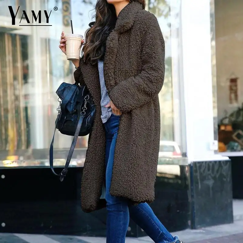 Plus size Fashion Faux Fur Coat Women winter long coat 2018 Autumn Warm Soft Zipper teddy jacket Female Overcoat Outerwear 2018