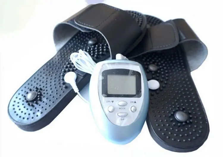 Digital vibrante circulación sanguínea masaje zapatillas de terapia magnética con masaje de impulsos + 4 terapia del cojín del electrodo de Masaje