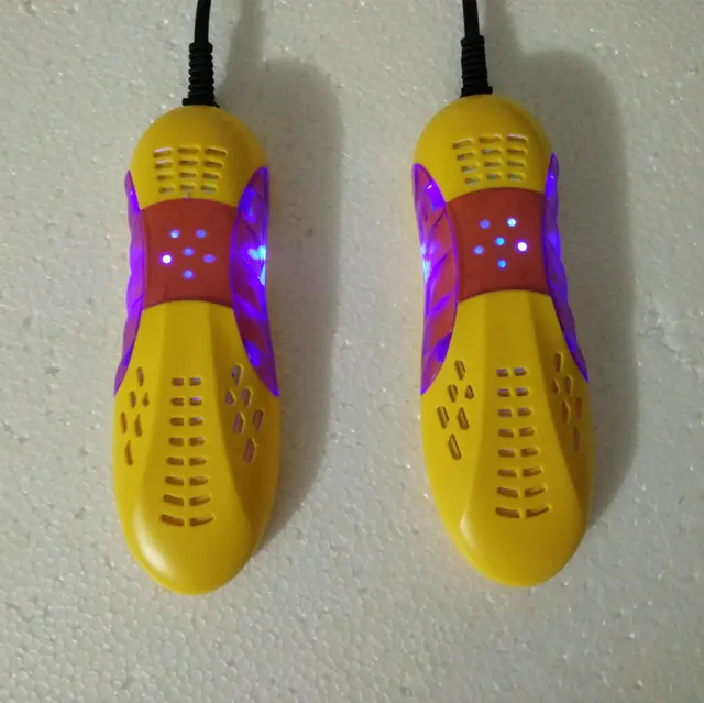 Hot sale 220V 10W lovely adult plastic shoe dryers drier race car shape yellow color with purple lamp 1
