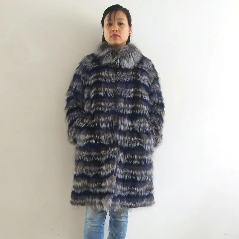 Real silver fox fur coatnatural fox fur coat women