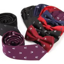 Мужской галстук-бабочка носовой платок Набор Череп носовой платок Карманный квадратный полиэстер Бант бабочка Свадебный галстук-бабочка галстук prefold hankies