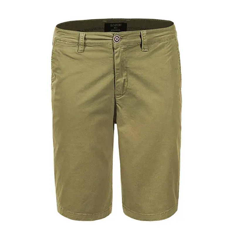GLO-STORY мужские европейские высококачественные повседневные Бермуды мужские хлопковые шорты с задним карманом Lt серые M L XL XXL MMK-6239 - Цвет: Green