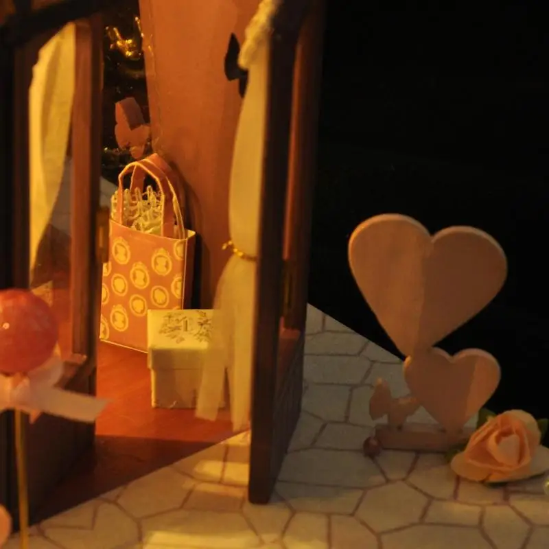 Дети DIY миниатюрный деревянный кукольный дом Монтажный набор свадьба/Торт/цветок магазин модели строительные наборы дети ручной работы кукольный домик игрушка