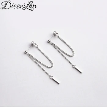 

DIEERLAN Korean 925 Sterling Silver Jewelry After Hanging Type Tassel Strip Stud Earrings For Women Statement Jewelry Pendientes