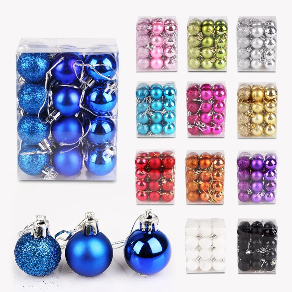 24 unids/lote 30mm árbol de Navidad decoración bola adorno colgante fiesta de Navidad adornos decoraciones para el hogar Decoración de Navidad suministros para fiestas 24 unids/lote 30mm árbol de Navidad decoración bola adorno colgante fiesta de Navidad adornos decoraciones para el hogar Decoración de Navidad suministros para fiestas