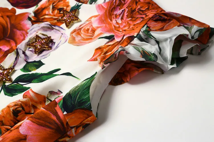 2018 De Lady Robe Piste Imprimé Femmes Haute Ruches Robes Floral Npd0886 Mode Patchwork Qualité 5611xngp