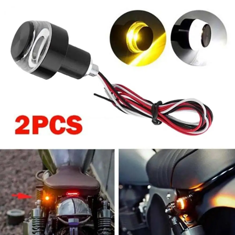 

Motorcycle LED Handlebar End Turn Signal Light DC 12V White Yellow Flasher Handle Grip Bar Blinker Side Marker Lamp