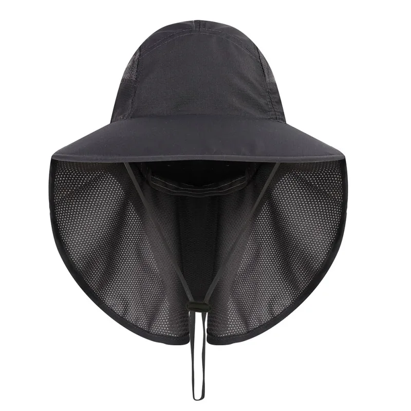 

Fishing Cap with String Ear Neck Flap Cover Double Layer Mesh Adjustable Breathable Waterproof Sunshade Folding Mesh Sports Hat