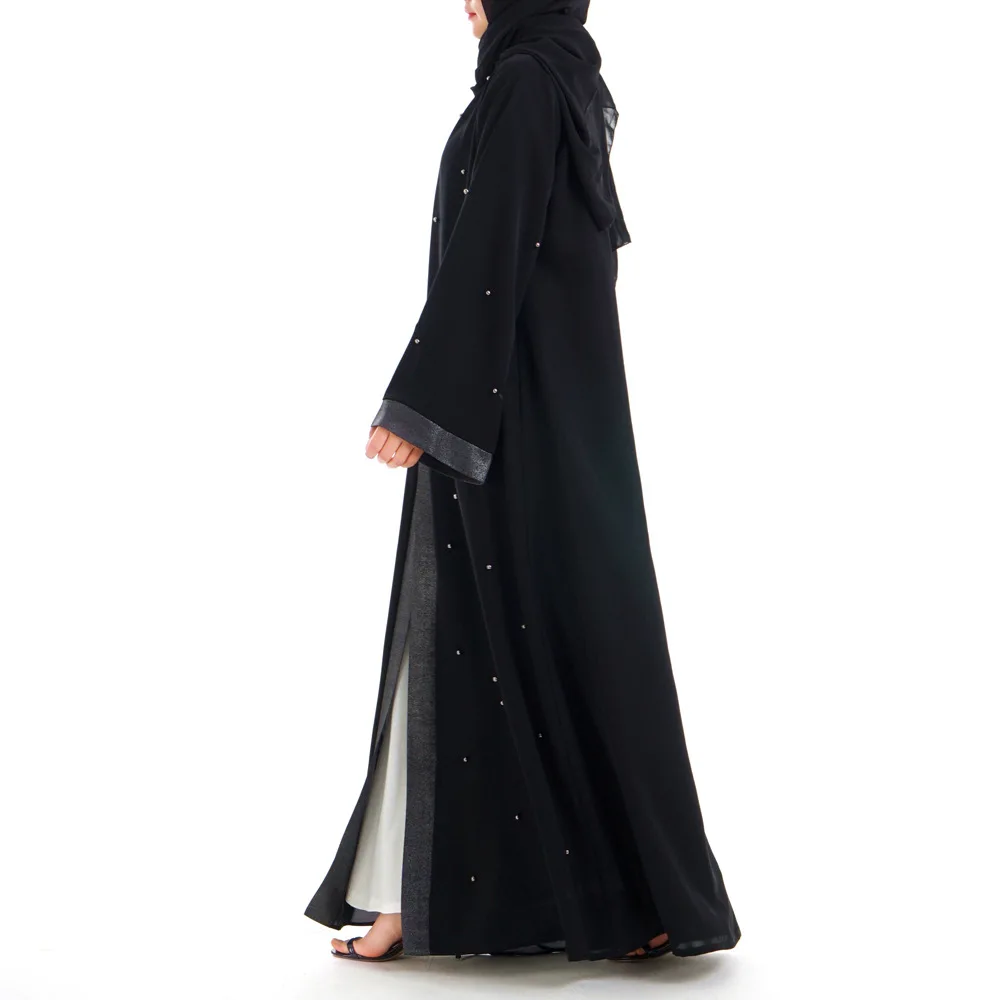 Дубай Абая для женщин Нида с жемчугом спереди кимоно летний кардиган кафтан арабский ислам Турция хиджаб платье ислам ic одежда