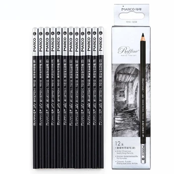

12pcs/set Marco Professional Sketch Charcoal Pencils for Artist Drawing Pencil Set Hard/Medium/Soft Charcoal Pen Art Supplies