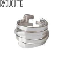 Punk, de Color plata, Multi-capa geométrico Irregular Anillos para las mujeres joyería de compromiso dedo ajustable Anillos 2019