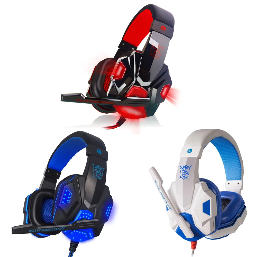 Gaming Headphone USB 3 5mm Game Headsets with Microphone Gamer Earphone Interface LED Volume Control Over ear Headphones For PC