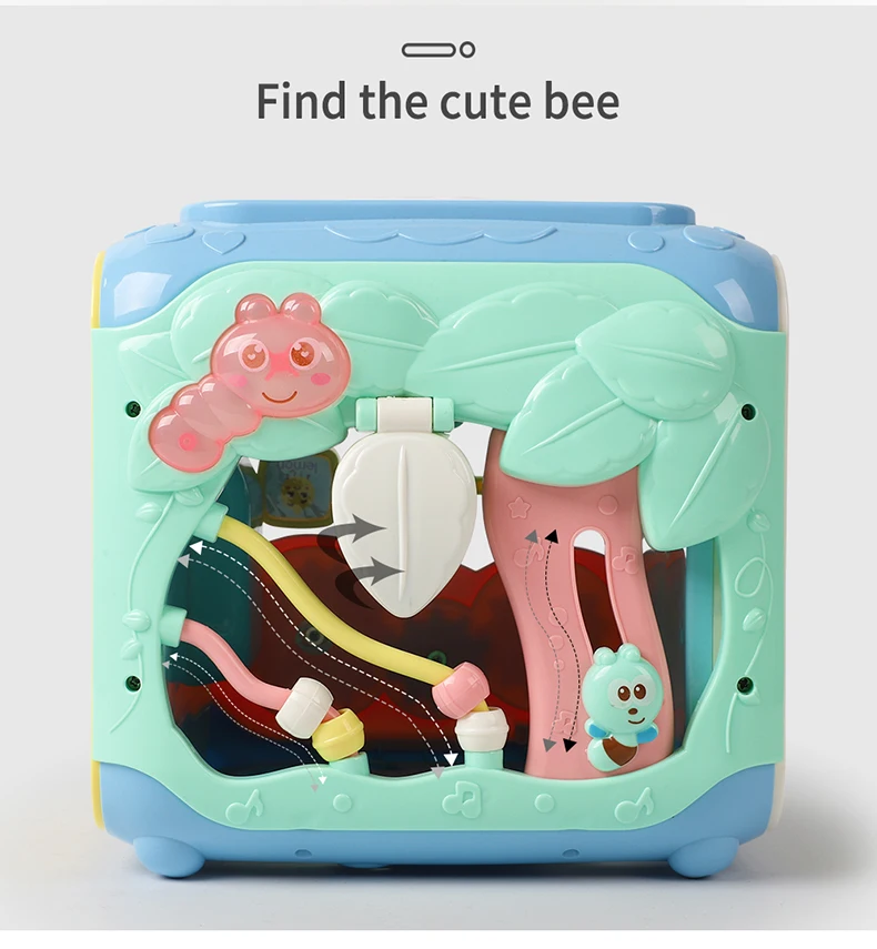 Cubo de Atividades Educativo para Bebês de 0-12-24 Musicais Brinquedo Meses Iluminação Sonora 11 Instrumento musical de brinquedo