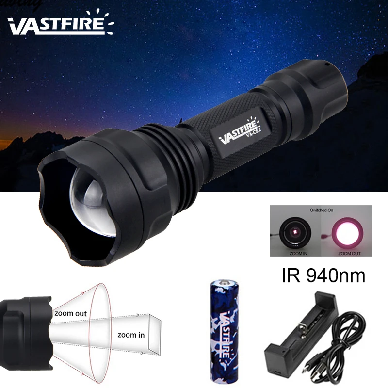 Gatzetec UF WF 501 B IR 940nm LED Flashlight 4 Chip Infrared # UltraFire 2020
