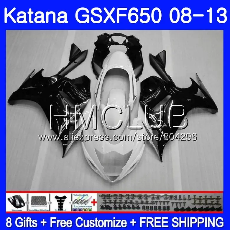 Комплект для Suzuki Katana GSXF 650 650F GSX650F 08 09, 10, 11, 12, 13 лет, 24HM. 5 GSXF650 2008 2009 2010 2011 2012 2013 черные белые обтекатели - Цвет: No. 1