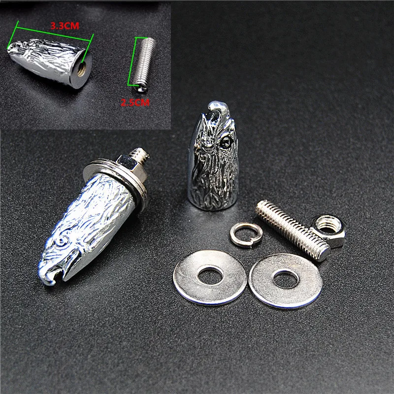 4pcs Metal Eagle Head Decorative Bolt License Plate Frame
