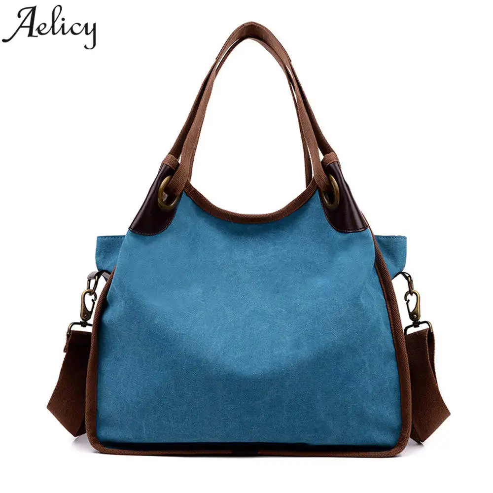 

Aelicy Vintage Women's Bag Canvas Handbag Female Famous Designer Shoulder Bag Ladies Tote Fashion Large Handbags 2018 Sac a Main