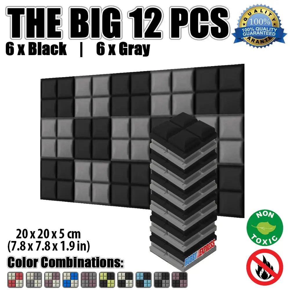 

Arrowzoom 20 x 20 x 5 cm (7.8 x 7.8 x 1.9 in) Hemisphere Grid Studio Tile Panel Acoustic Sound-Absorbing Foam 12 pcs Set KK1040