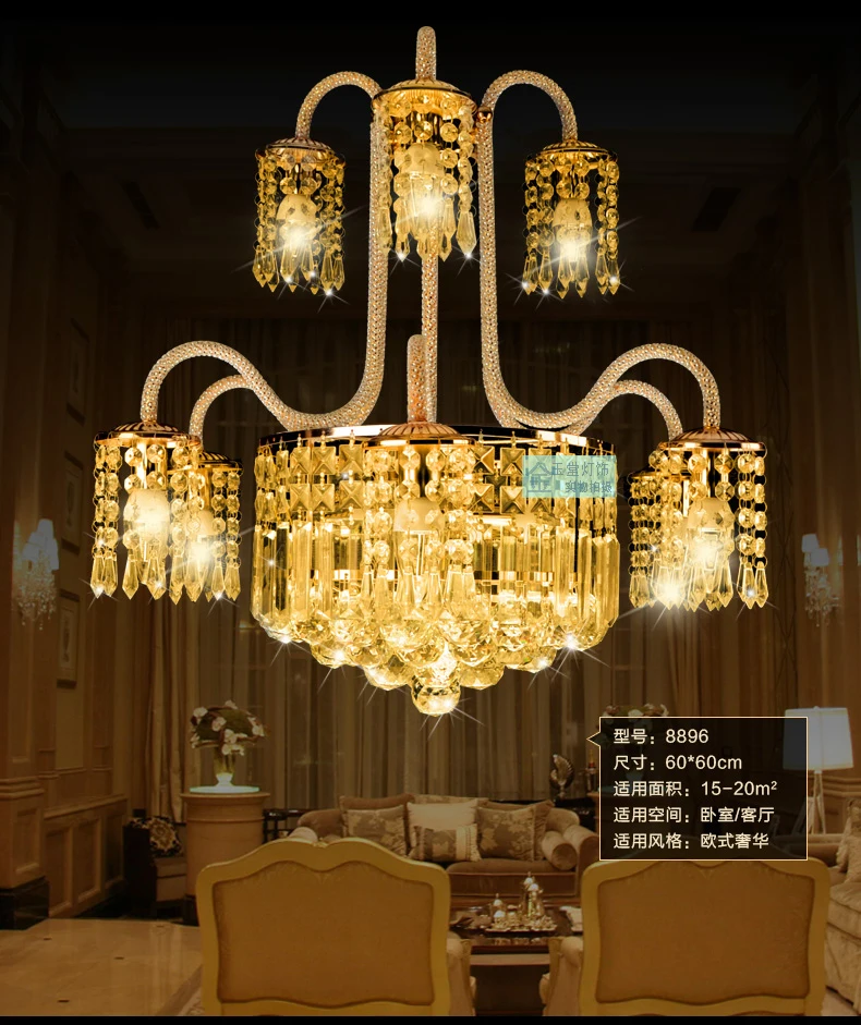 

Atmosphere luxury crystal simple living room dining room bedroom zinc alloy villa Pendant lamp LO81710