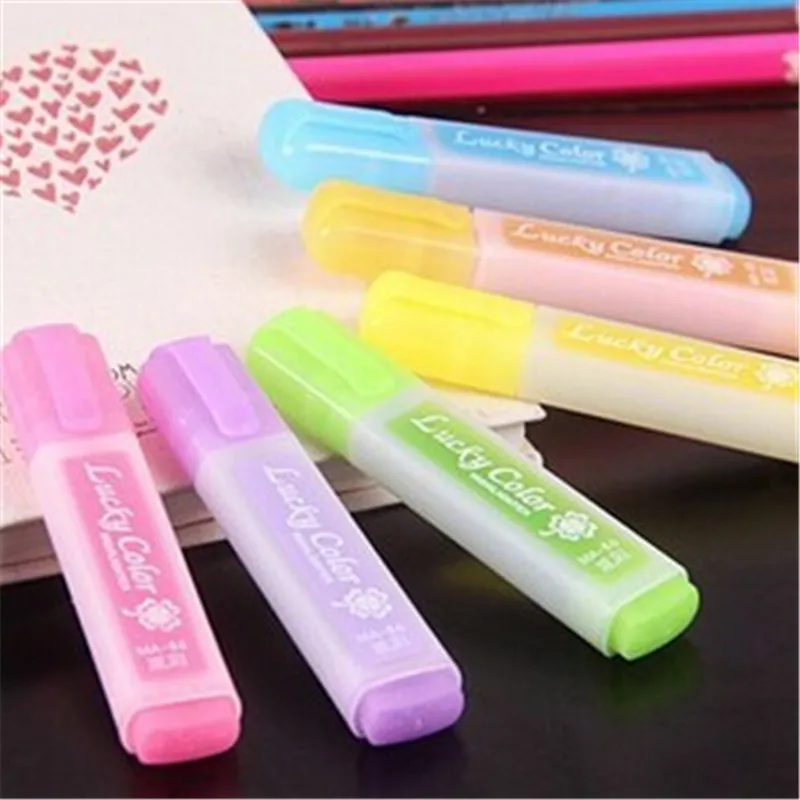 

6 PCS/Set New Cute Colorful Highlighter Pen Multifunction Marker Fluorescent Pen Stationery For Kids School Office Supplies