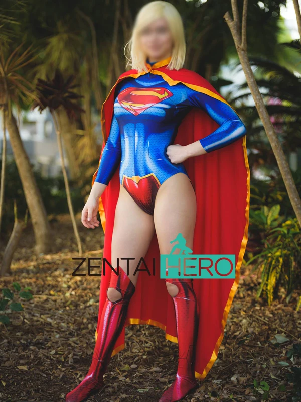 

Free Shipping 3D Printing NEW 52 Supergirl Superhero Costume Zentai Lady Bodysuit Superman Tight Halloween Cosplay Costume