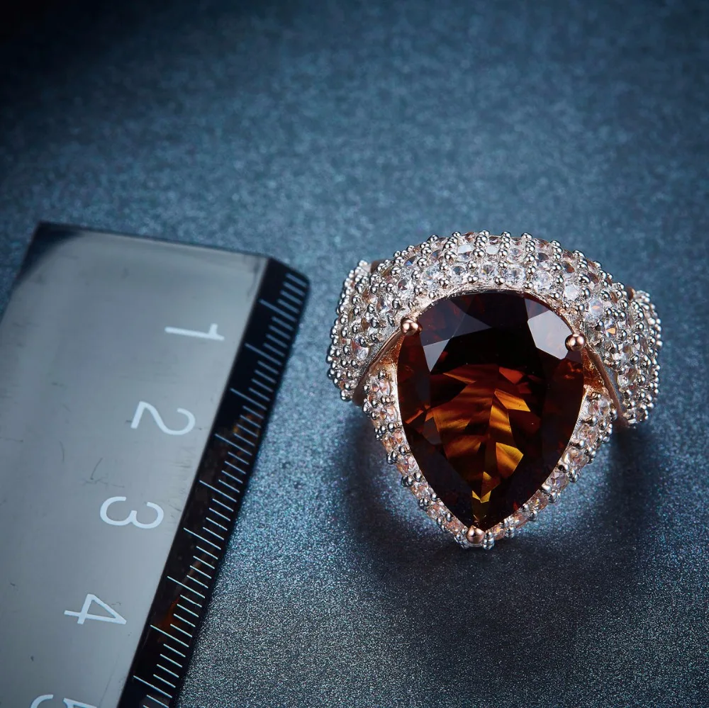 Hutang обручальное кольцо 9.43ct натуральный драгоценный камень дымчатый кварц Твердые стерлингового серебра 925 пробы розовое золото ювелирные изделия для женщин