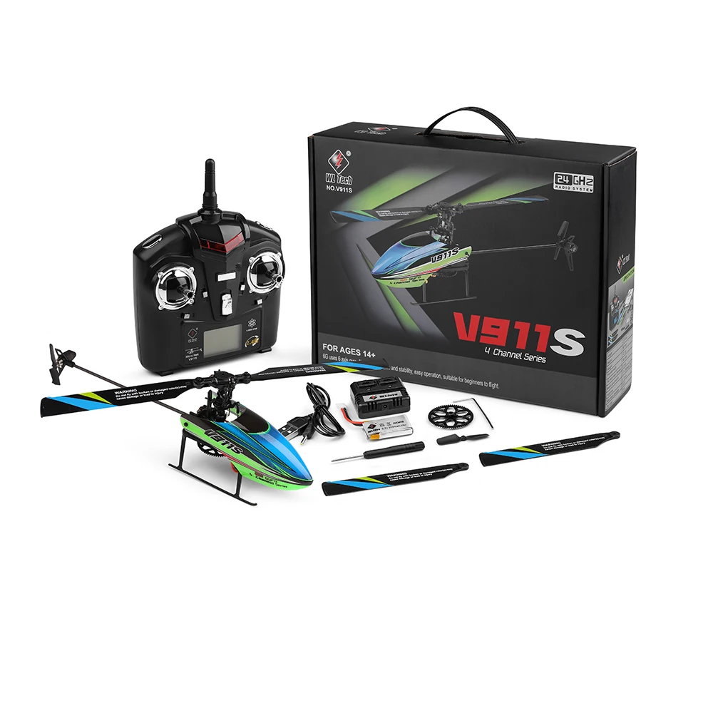 WLtoys V911S 2,4G 4CH Радиоуправляемый вертолет с гироскопом 2 RTF для детей, уличные летающие игрушки, подарки, обновленный самолет V911