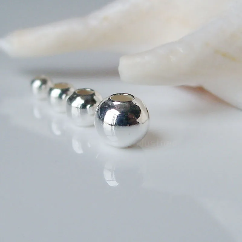 1 шт. бесшовный Круглый свободный шар 2 20 мм|silver beads|925 sterling silver beadssterling beads |