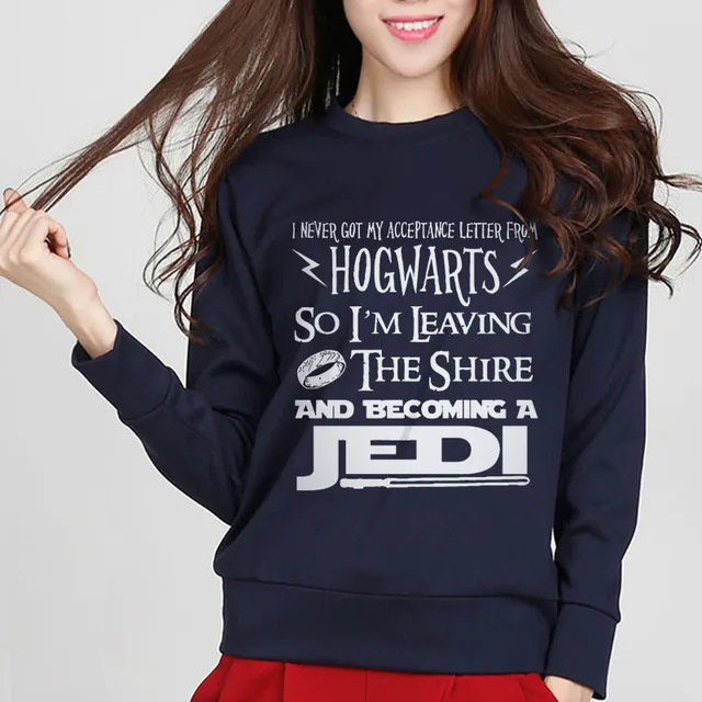 US $8.70 women harajuku sweatshirt Hogwarts Lord of the Rings JEDI Star wars the hobbit femme letter print f