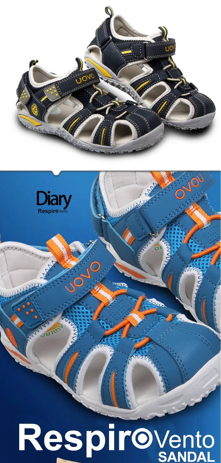 UOVO Brand 2020 Summer Beach Sandals Kids Closed Toe Toddler Sandals Children Fashion Designer Shoes For Boys And Girls 24#-38#