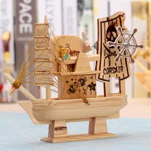Neoclassical Wooden Sailboat Living Room Clapboard Decoration Handicrafts Classics Wood Sailboat Model Pen Box Music Box Functi