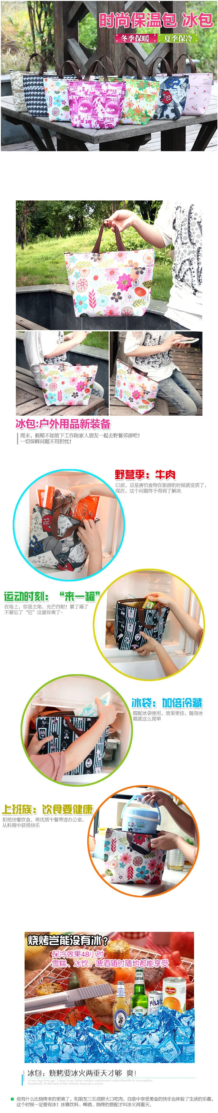 Новые ручные утепленные сумки для ланча сумка для хранения коробок изолированная сумка-холодильник для пикника Tote тепловой мешок Lancheira-15