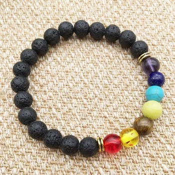 Black Lava 8mm Beads Chakra Bracelet for Men & Women 1