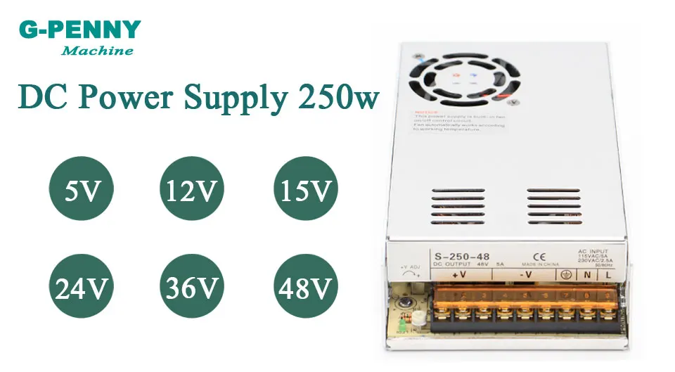 250w DC переключатель Питание Вход AC110v-220v Выход 5V 12V 15V 24V 36V 48V переключатель Питание для шагового двигателя фрезерный станок с ЧПУ