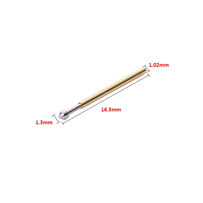 100pcs/Pack Brass Spring Test Probe Pogo Pins P75-E Tapered Needle Head Diam 1.3mm Thimble For Home Electrical Tool Gold Color