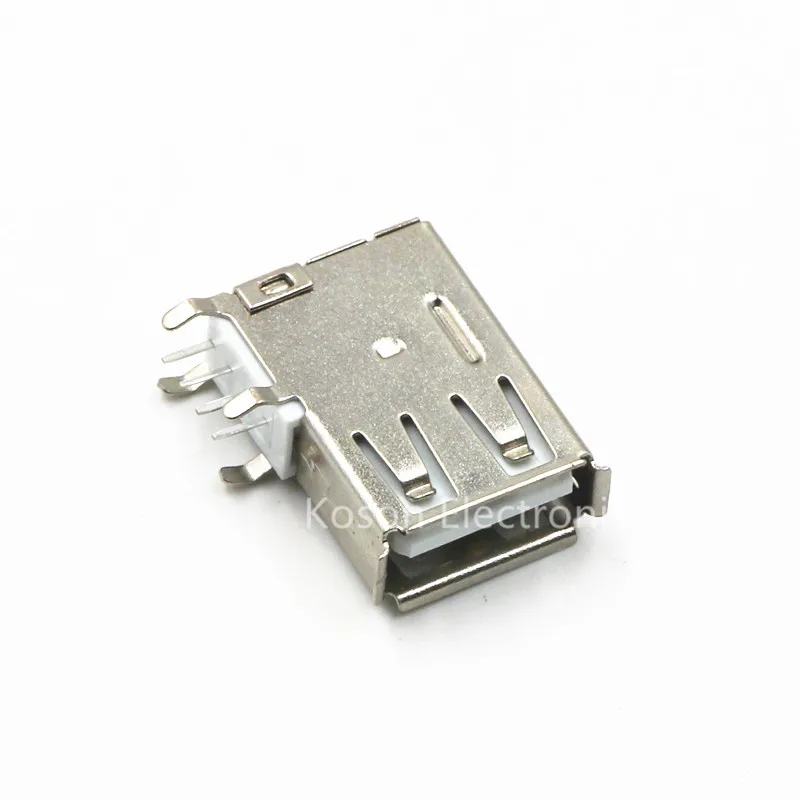Davitu 10pcs USB Type-A Female PCB Mount Socket Connector Vertical Usb A Female Socket Jack Connector 90 degree 