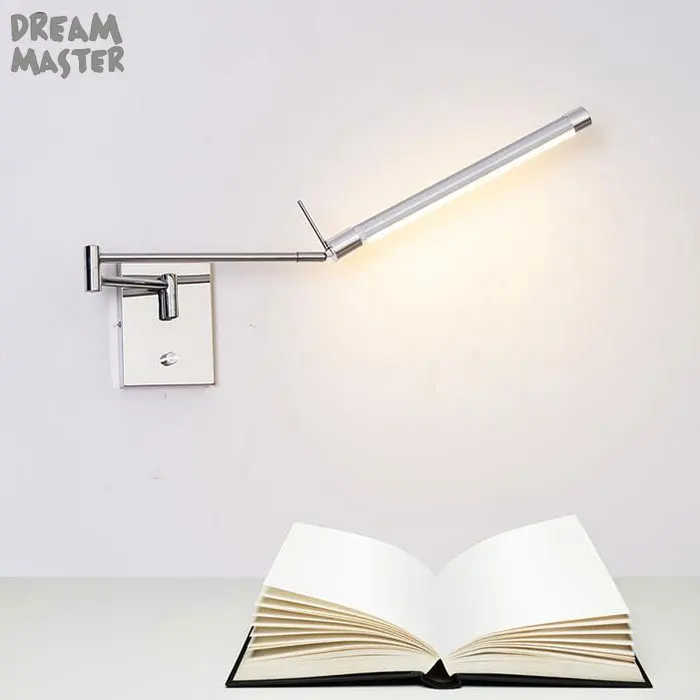 12W Stainless steel Bathroom mirror lights long arm LED wall lamp bedroom bedside LED reading lamp angle adjustable mirror lamps exterior wall lights