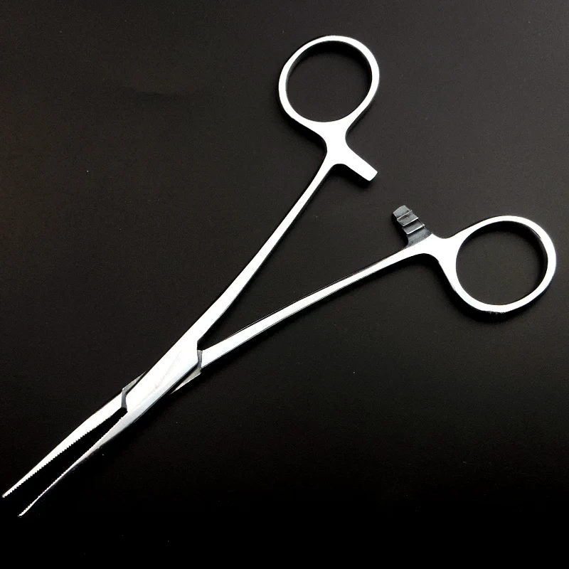 

1 Pcs Forceps for Veterinary Hemostatic 7"/6.3"/5.5 Stainless Steel Bent-nose Pliers Surgical Curved Clamp Vet Student Equipment