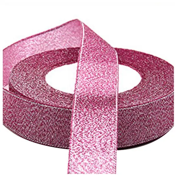 

ALIM HOT 22 Metres 25mm Double Sided Satin Glitter Ribbons Bling Bows Reels Wedding rose Red