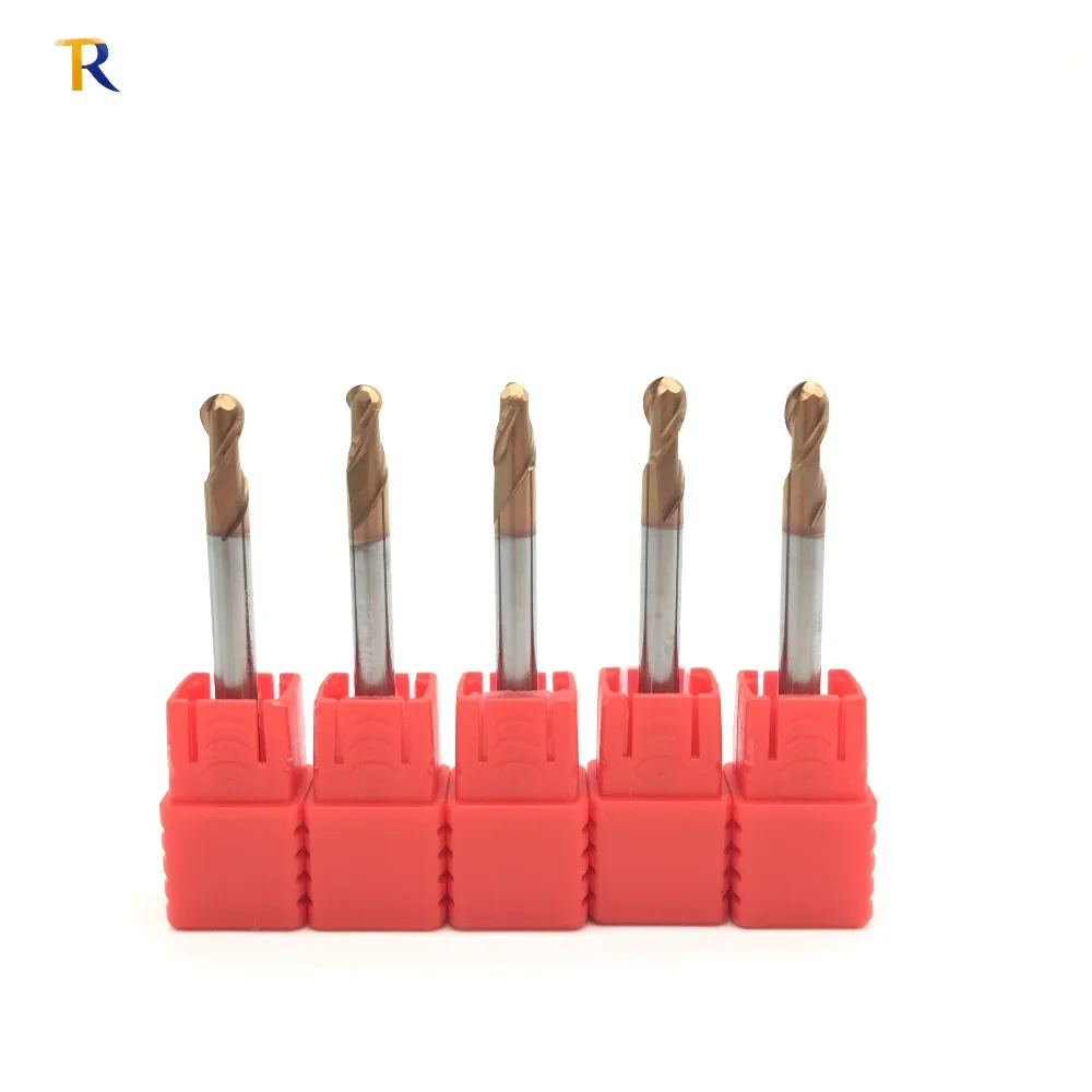 

10 Pcs Carbide Ball mills Tungsten Steel 2F-R2X50L HRC60 2-edge keyway coating ball head cutter CNC screwdriver tool 4mm