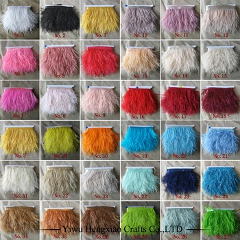 

wholesale dyed leather ostrich feather fringe trims 1yard per lot natural ostrich feather ribbon trim for skirt costume dress
