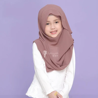 Мусульманский детский головной убор, мусульманские шифоновые хиджабы для маленьких девочек, размер: От 2 до 12 лет - Цвет: L