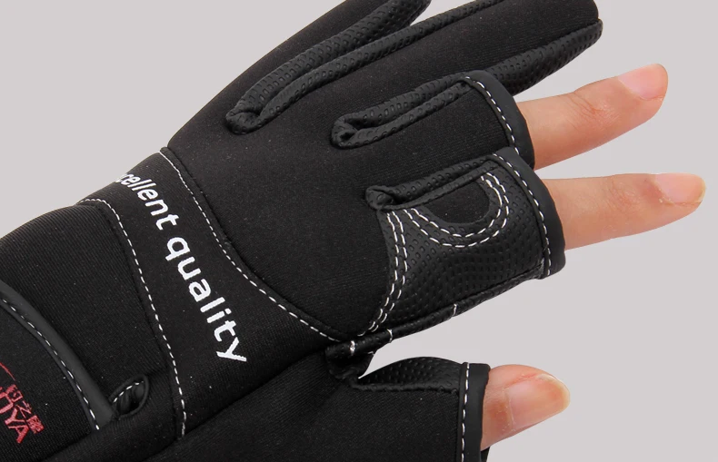 TSURINOYA High Quality 1pair LXL Size Three Fingerless Fishing Gloves Anti-Skid Breathable Sports Gloves Lure Fishing Tackle  (15)