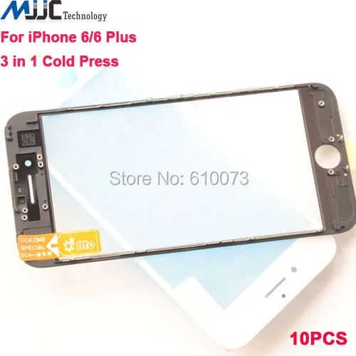 imágenes para 10 unids para iphone 6/6 plus 3 en 1 original frontal pantalla Exterior De Cristal con Marco de Reemplazo Asamblea OCA Film Negro blanco imágenes para 10 unids para iphone 6/6 plus 3 en 1 original frontal pantalla Exterior De Cristal con Marco de Reemplazo Asamblea OCA Film Negro blanco
